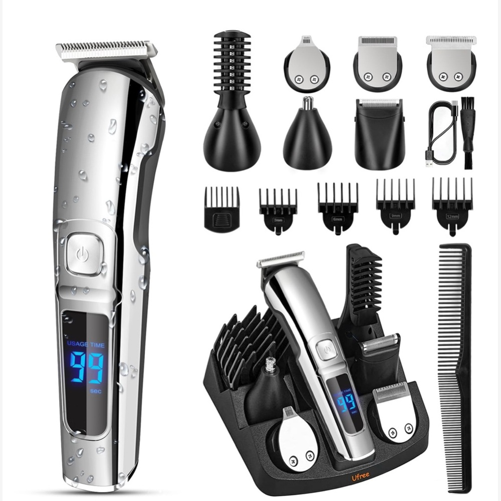 Silver and Black Men's Grooming Tool Set